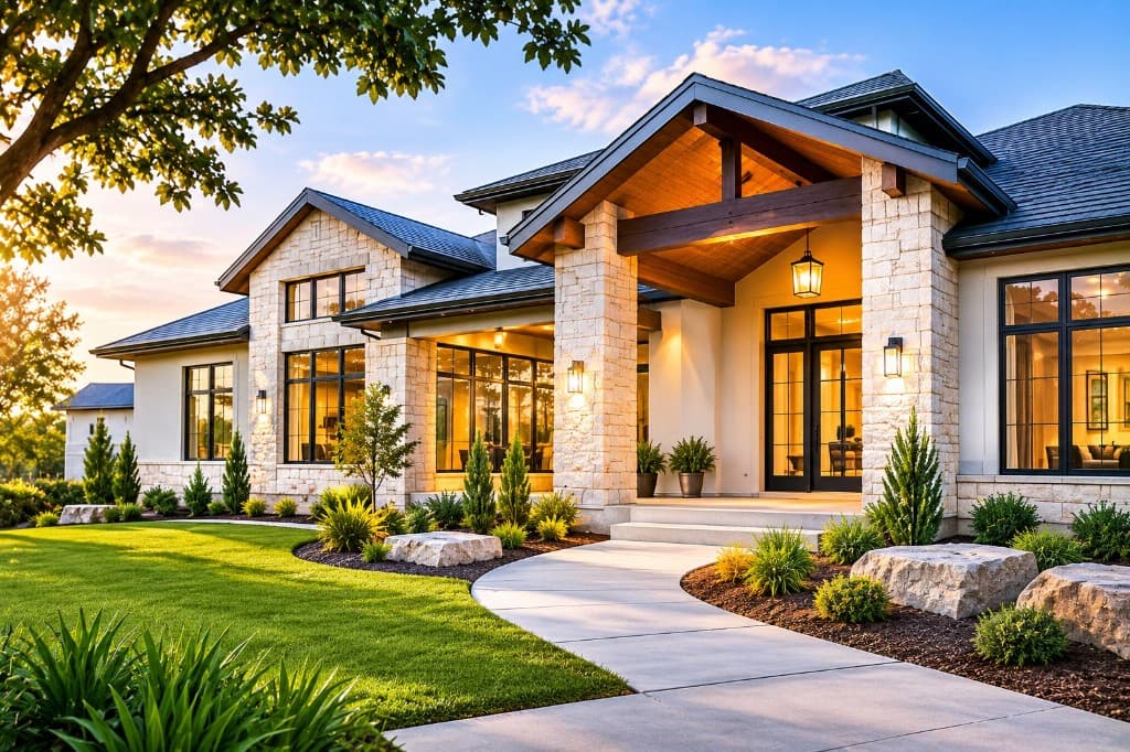 Completed custom luxury home representing HVAC installation for custom home builders